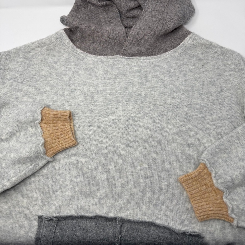 Free People Significant Other Gray Colorblock Oversized Hoodie Sweater Medium